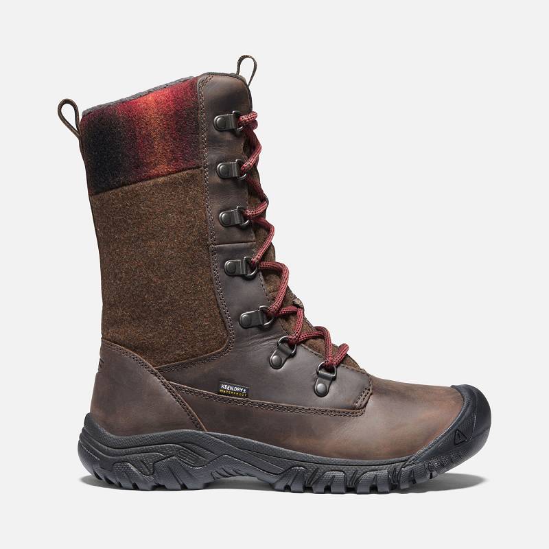 Keen Greta Tall Wanderstiefel Damen DE-91627 Chestnut/Mulch - Keen Damenschuhe Braun